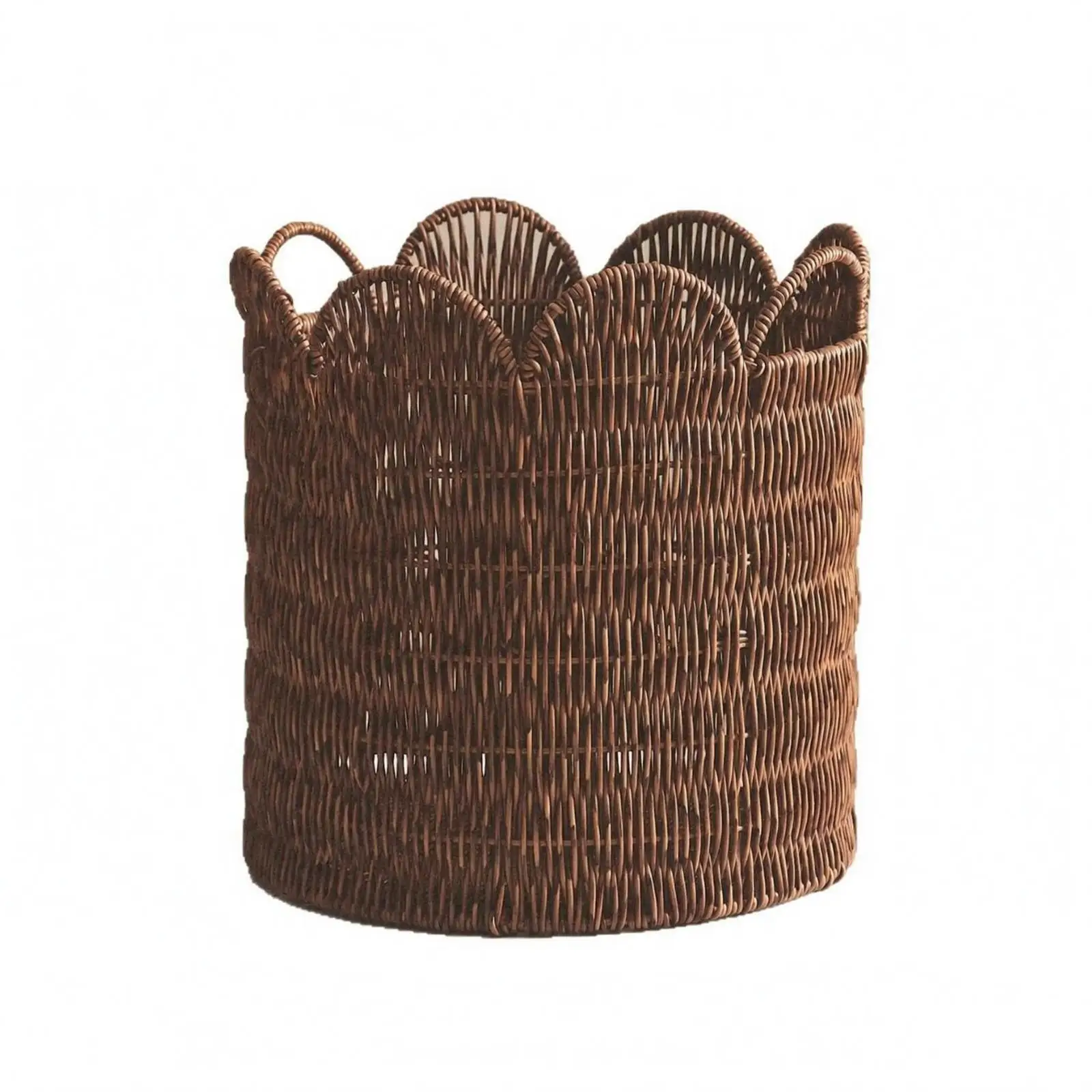 Laundry Organizer Basket with Loop Handles for Easy Moving Woven Cylindrical Hamper for Clothes Towels Home Storage