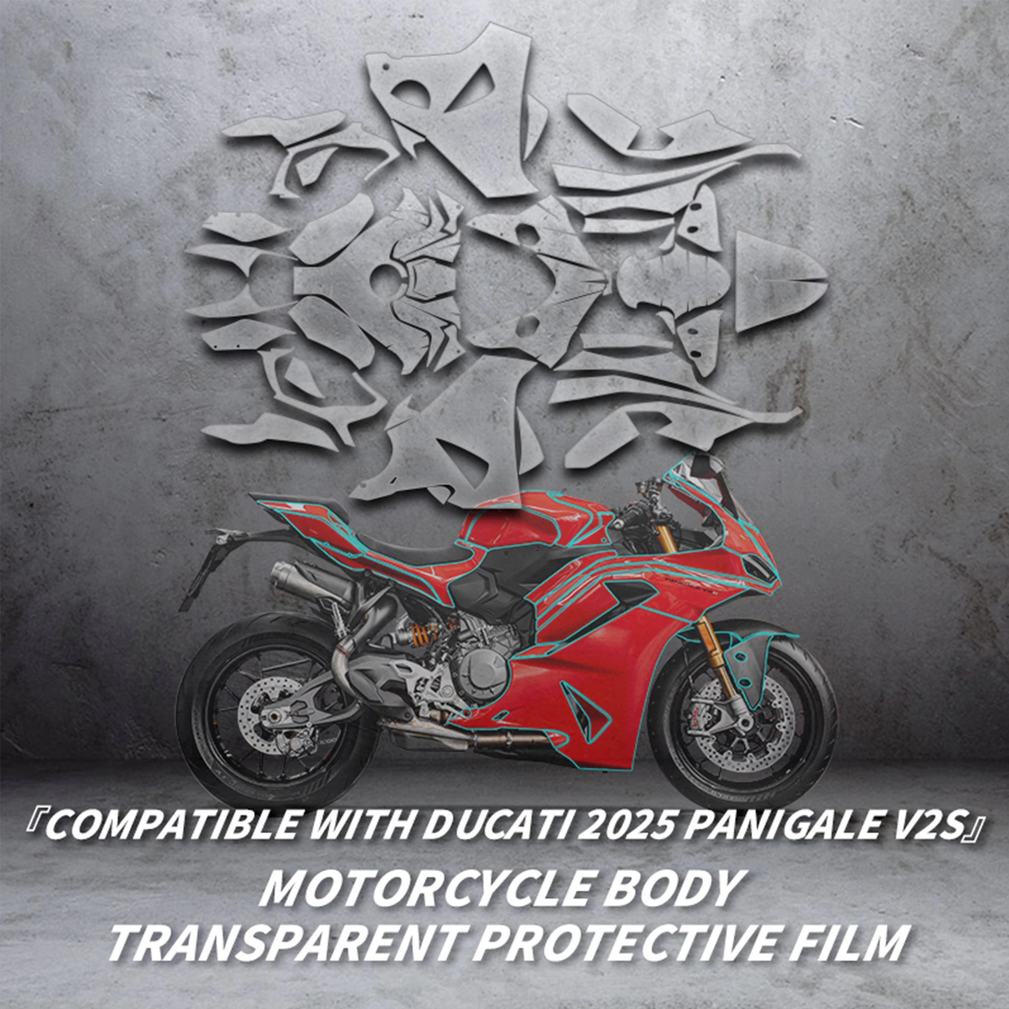 Motorcycle Invisible Protective Film Stickers Compatible with 2025 DUCATI Panigale V2S Scratch Repair Anti-scratch  Decal Access