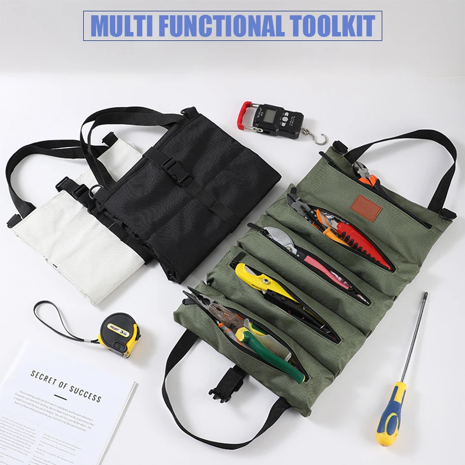 Multi-Purpose Tool Bag Pockets Oxford Canvas Folding Wrench Roll Storage Tools Waterproof Hand Roller Portable Organizer Bag