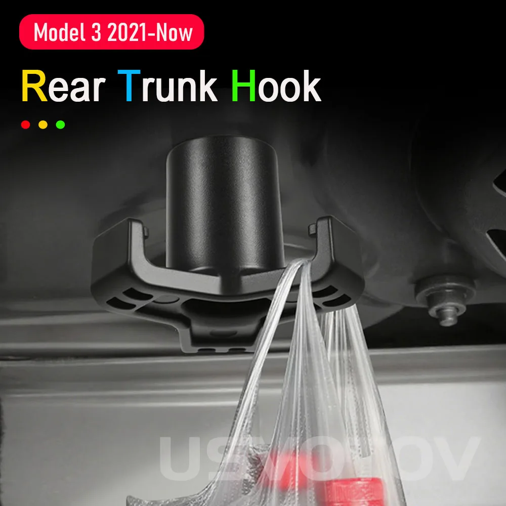 For Tesla Model 3 Trunk Grocery Bag Hook Rear Trunk Hook Organizer Model 3 Highland Interior Accessories Shopping Bag ABS Hanger