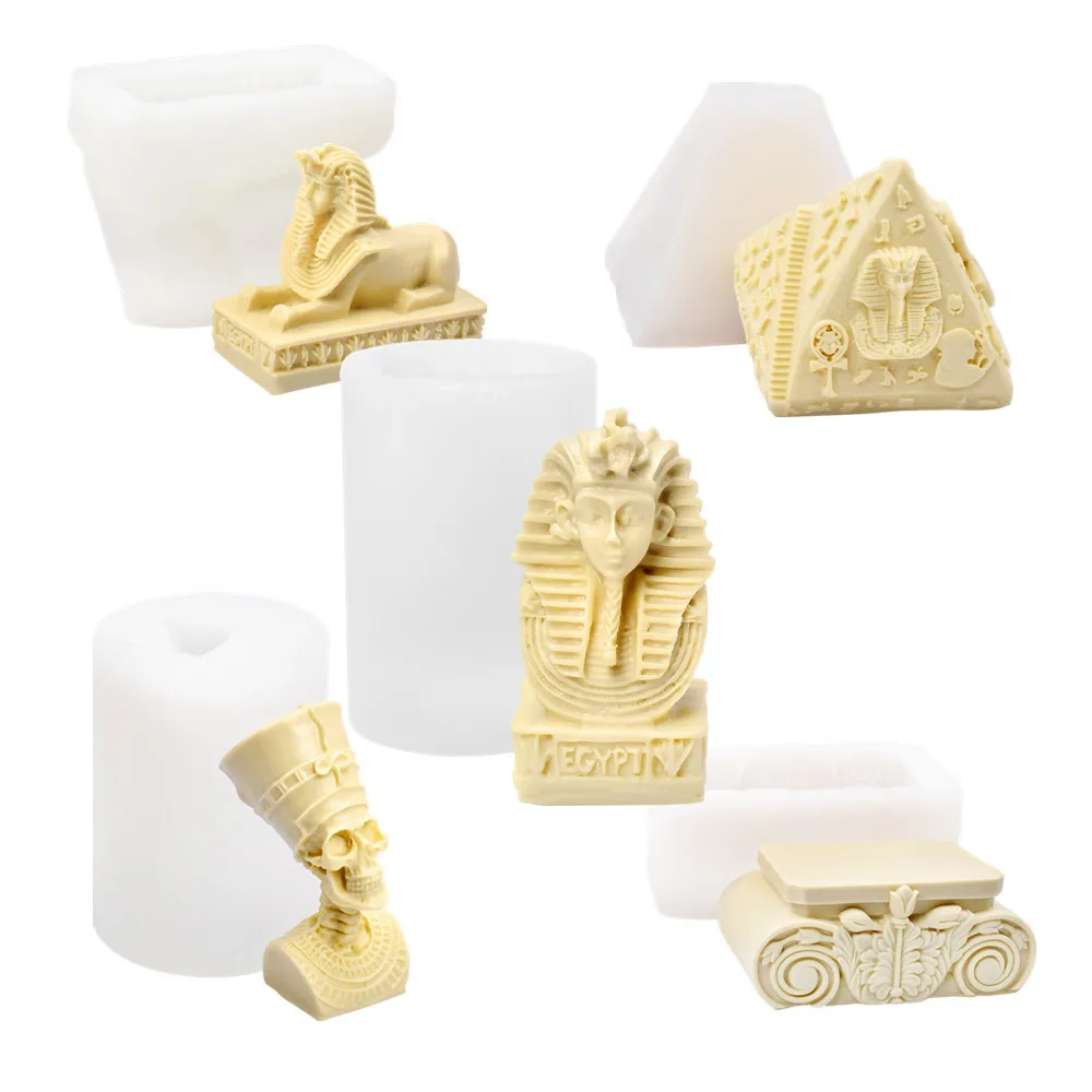 

Ancient Egyptian Queen Cleopatra Pyramid Skull Silicone Mold DIY Sphinx Aromatherapy Candle Plaster Ornament