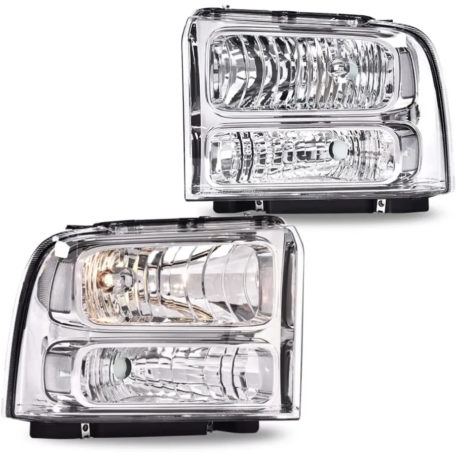 

Фары в сборе, совместимые с Super Duty F250 F350 1999-2004 Truck Excursion Conversion, фары, лампы, прозрачные линзы, хром