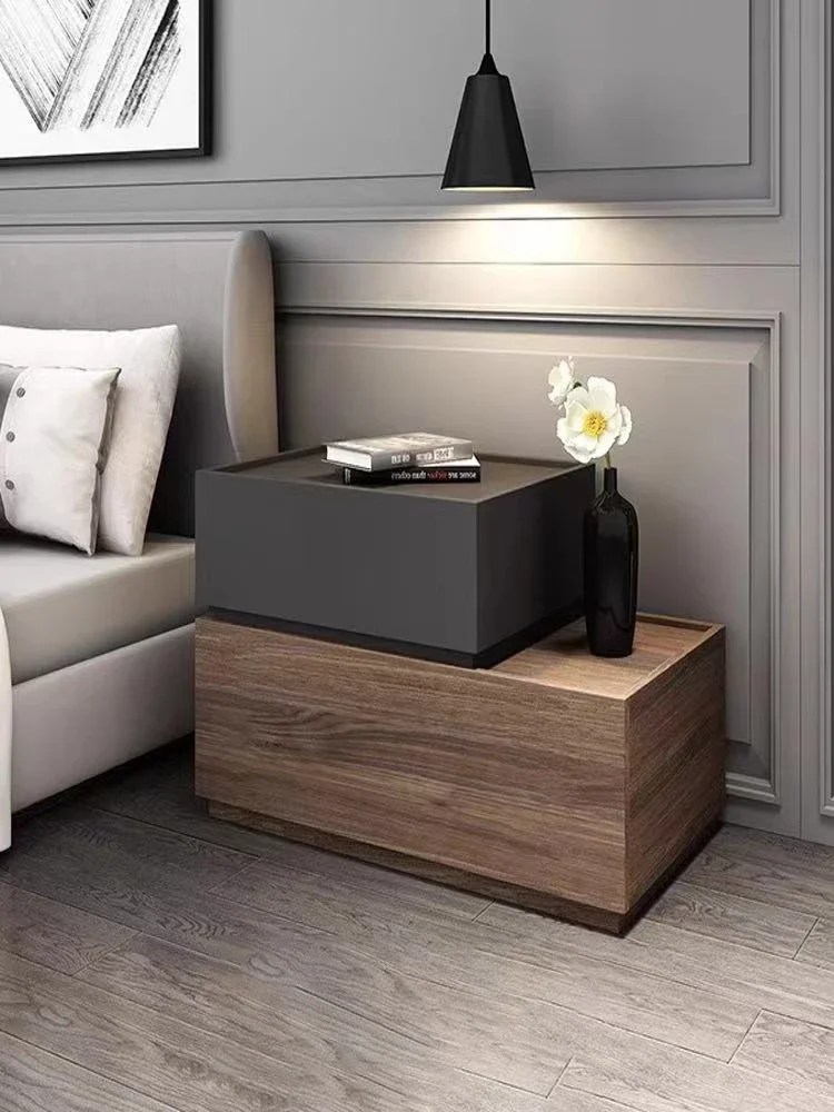 

Italian minimalist bedside table Internet celebrities ins style simple modern light luxury log color creative small