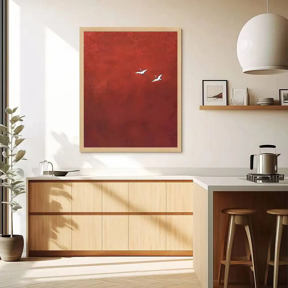 1 قطعة السريالية قرمزي السماء اللوحة الأحمر النقي جدار ديكور مجردة المشارك ذاتية اللصق الفن ورق مقاوم للماء ملصق مقهى