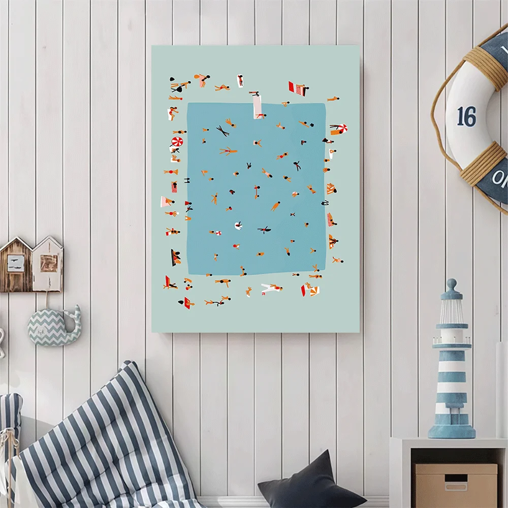 1PC-Canvas poster Unframed  Abstract Pool Scene Summer Vibes Art Print  summer