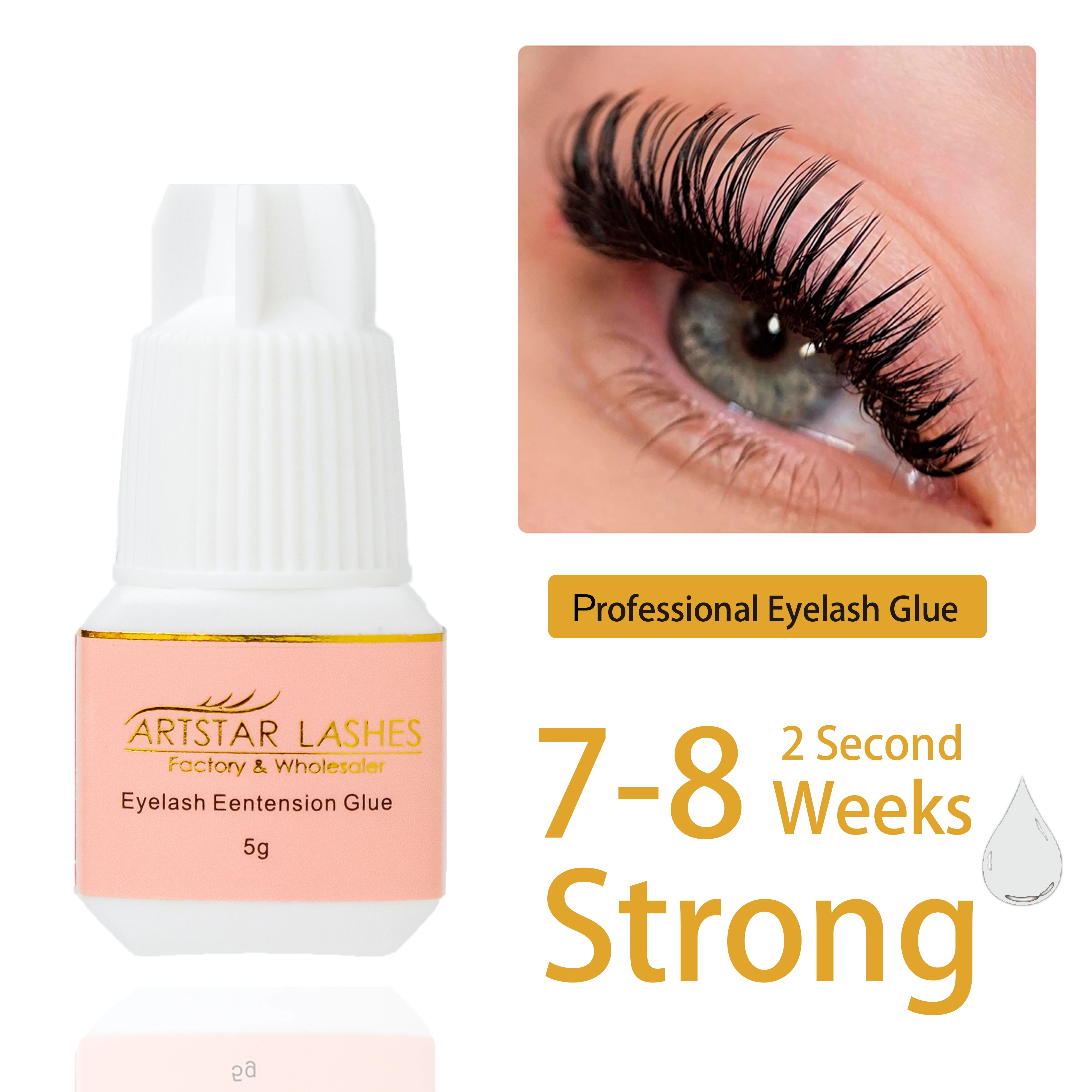 ARTSTAR 5 ml Wimpernkleber-Extensions, 0,5 S/1 S/2 S, schnell trocknender Wimpernverlängerungskleber, geruchsarm, langlebiger Wimpernkleber