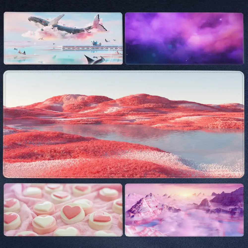 

Pink Aesthetic Anti-slip Mousepads Cute Mousepad Kawaii Large Mouse Mat Big Desk Pads Non-Slip Rubber Mouse Pad Big Keyboard Mat