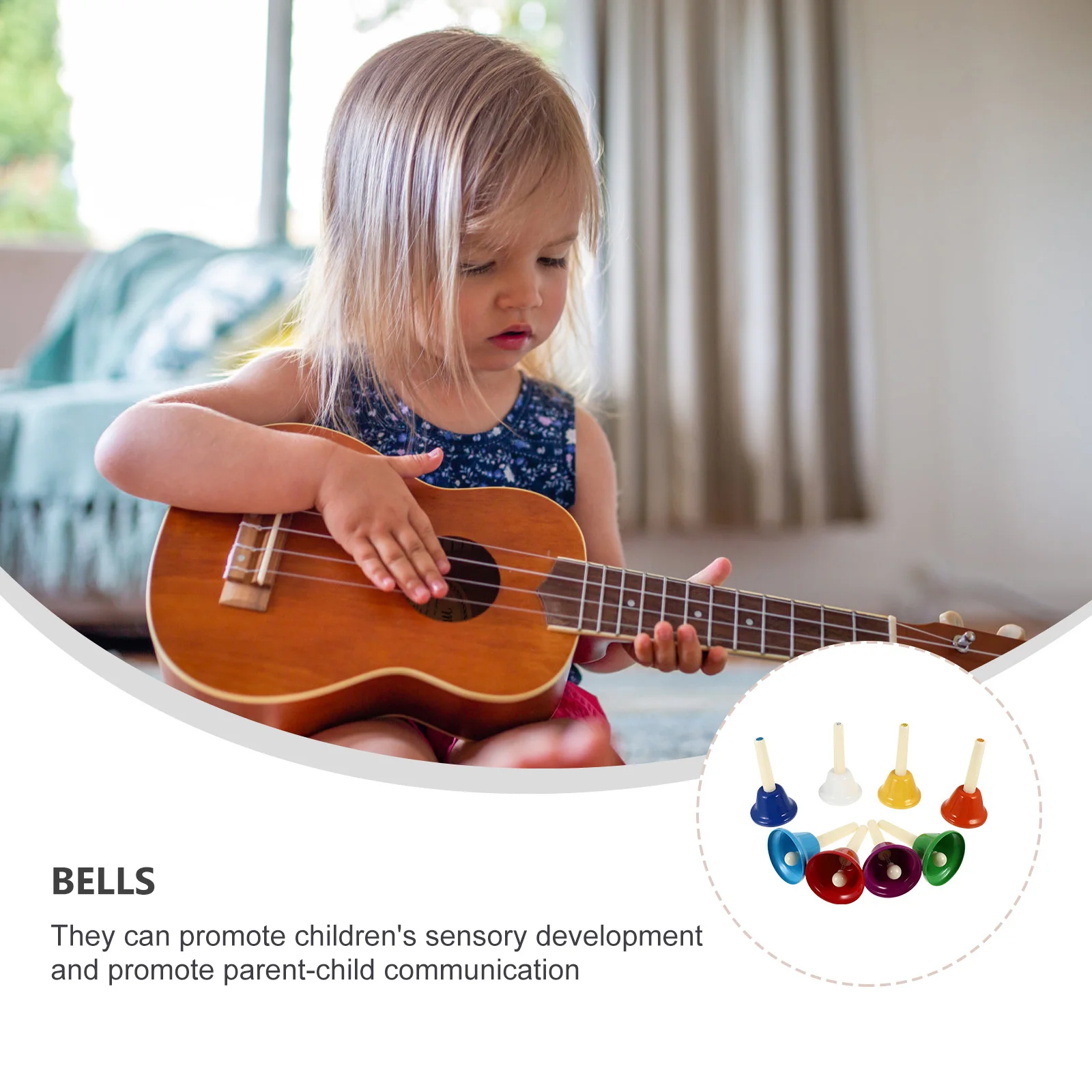 

8Pcs 8-Tone Musical Hand Bell for Kids Children Percussion Instrument Bright Classroom Bell Set Fall-Resistant Educational