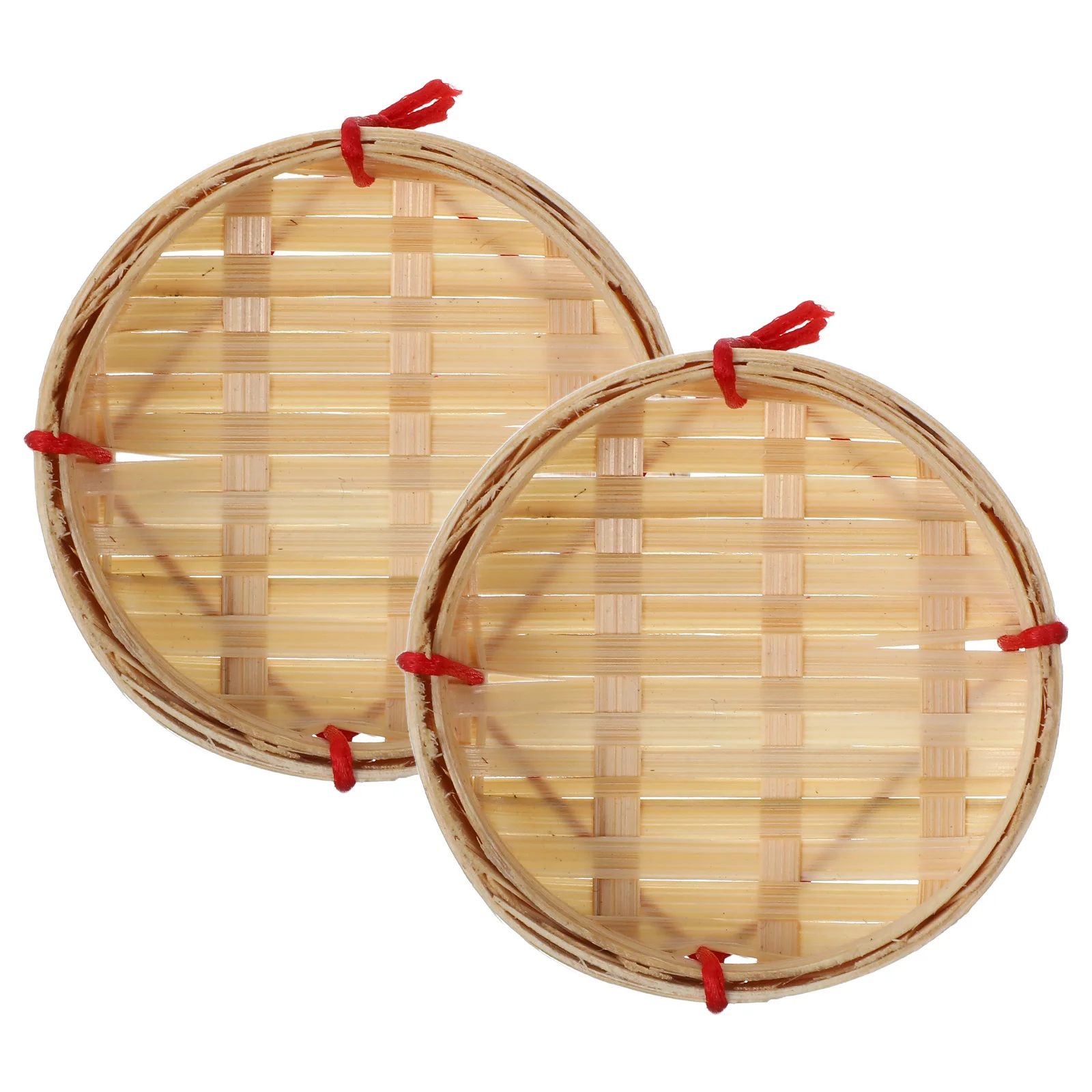 

2Pcs Mini Handwoven Bamboo Basket Tiny Round Organizer Decorative Storage for Small Items Lightweight Portable Craft Dollhouse