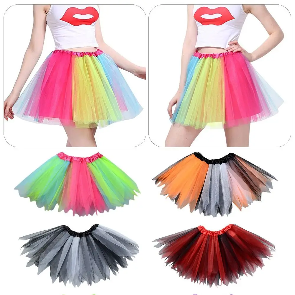 Fashion Rainbow Tutu Skirt Tulle Netting Princess Skirt Colorful Ballet Skirts Kids Girls