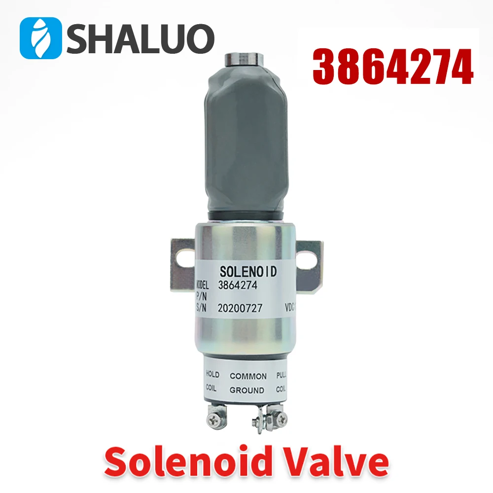 3864274 Diesel Generator Stop Solenoid Engine Fuel Flame Out Solenoid For Hyundai R225-7 Komatsu Cummis 6CT 8.3 Solenoid Valve