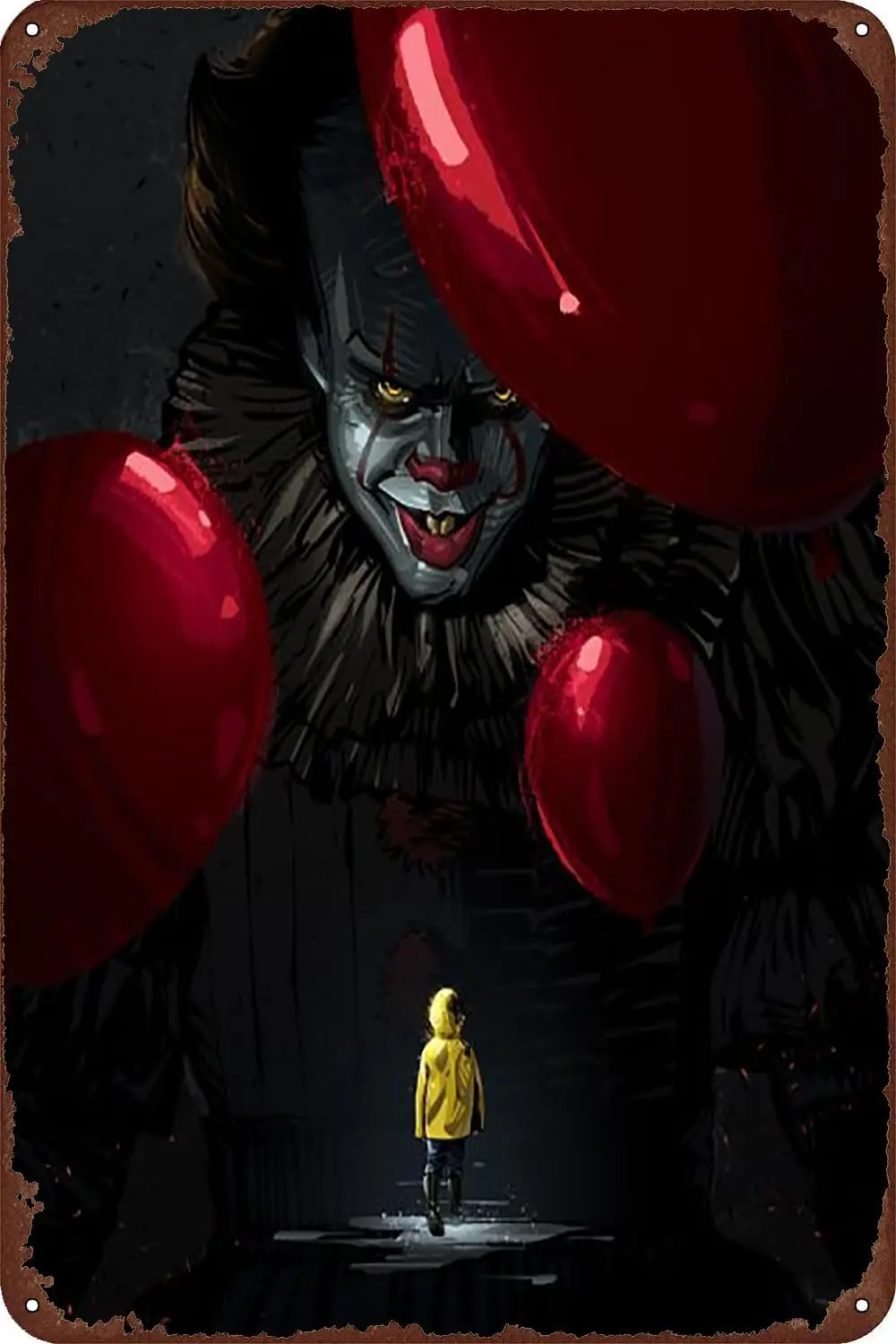 Metal Tin Sign Pennywise | Decorative Signs and Plaques for Your Home Bar, Club, or Wall Decor - 8 x 12 inches