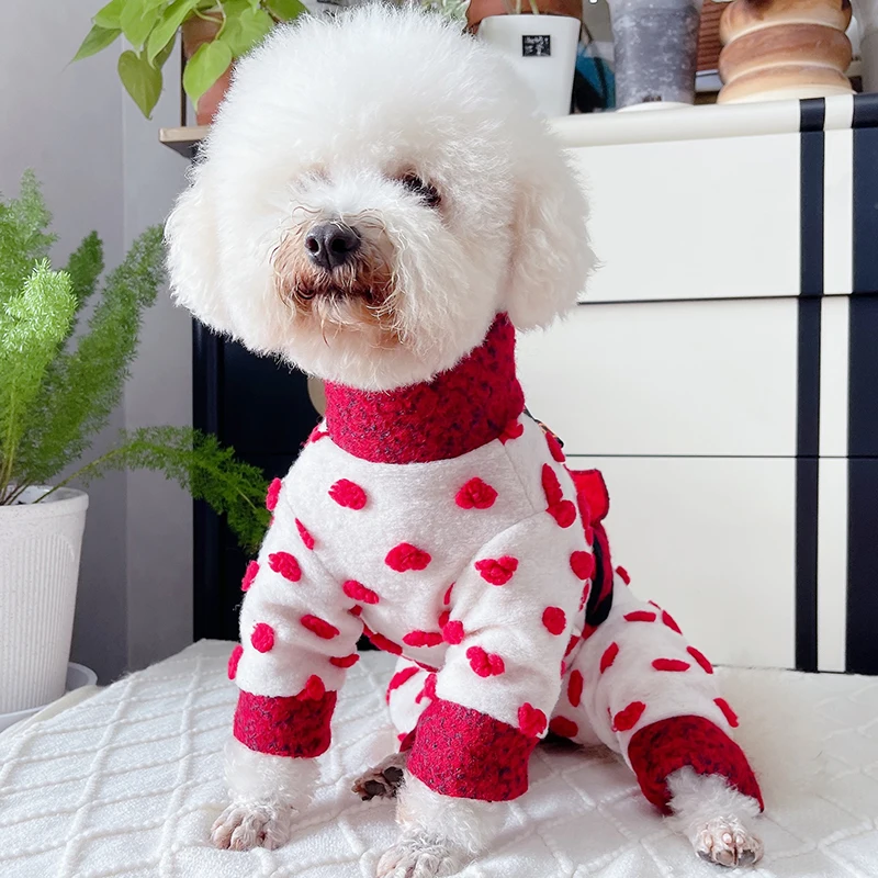 Pet Dog Jumpsuit Warm Thicken Woolen Winter Puppy Clothes Protect Belly Overalls Zipper Pajamas For Small Dogs Chihuahua Coat