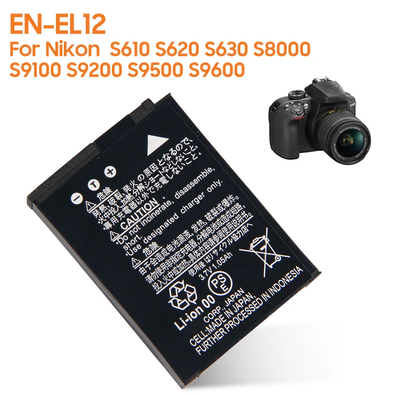 Replacement Battery EN-EL12 For Nikon S620 S630 S71 S610C S8200 S9100 S9500 S9600 S9200 P300 Keymission 360 170 S9900 A900 AW130