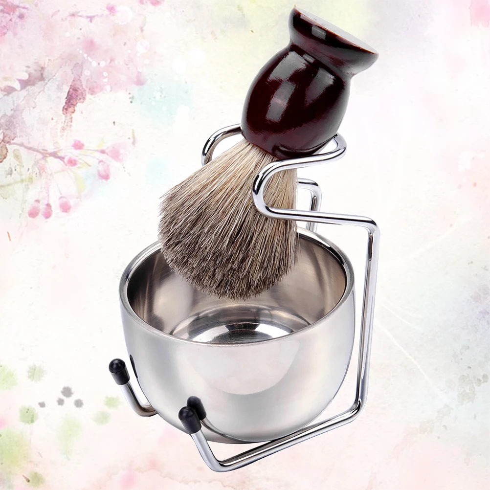 

3pcs Beard Care Kit Shaving Brush Bowl Set Mustache Goatee Whiskers Grooming Tools Shaving Soap Bowl For Home Salon Use
