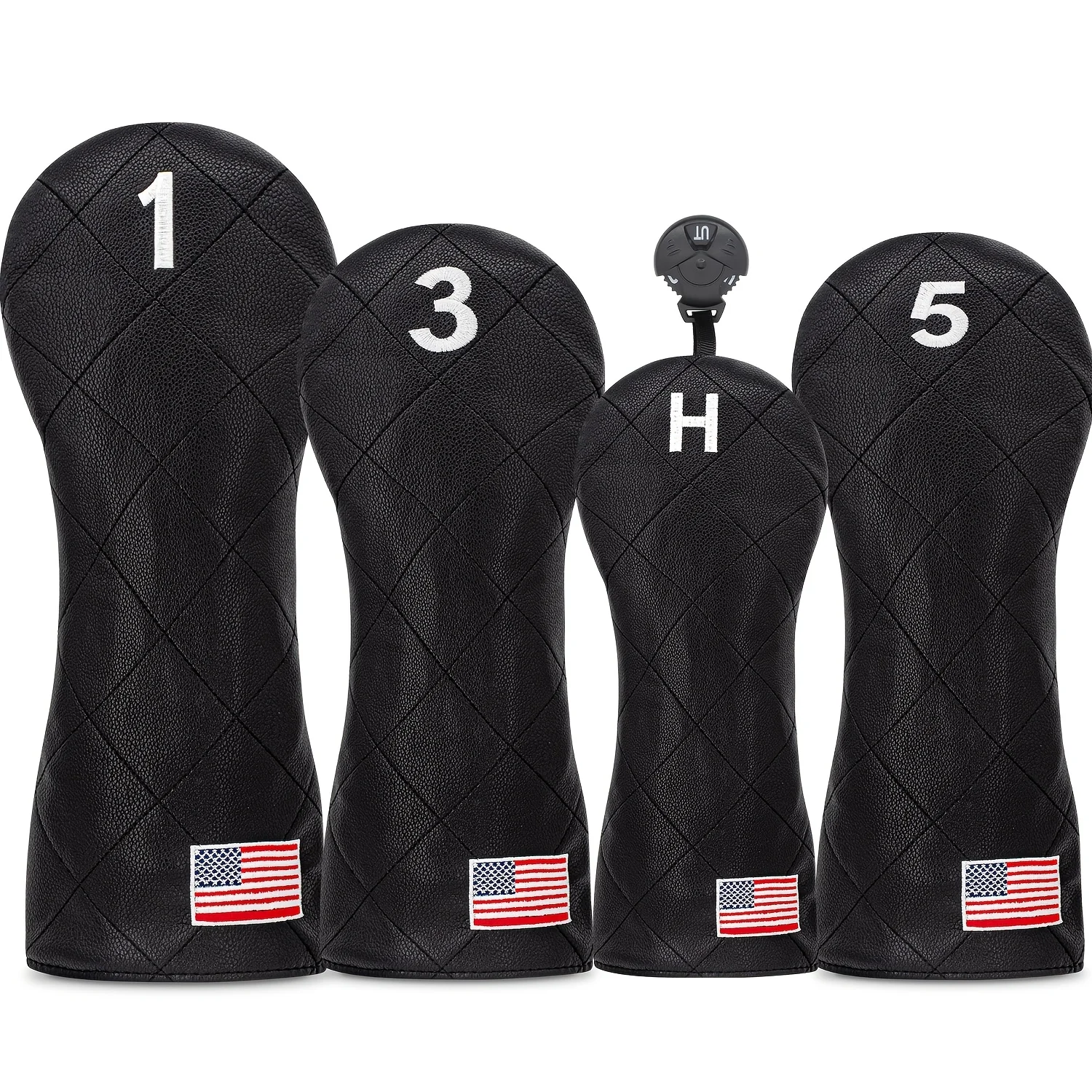 conjunto-de-capas-para-tacos-de-golfe-com-bandeira-americana-1-peca-4-pecas--design-de-grade-acolchoada-preta--driver-1-fairway-3-5-hibrido-ut--pu-premium