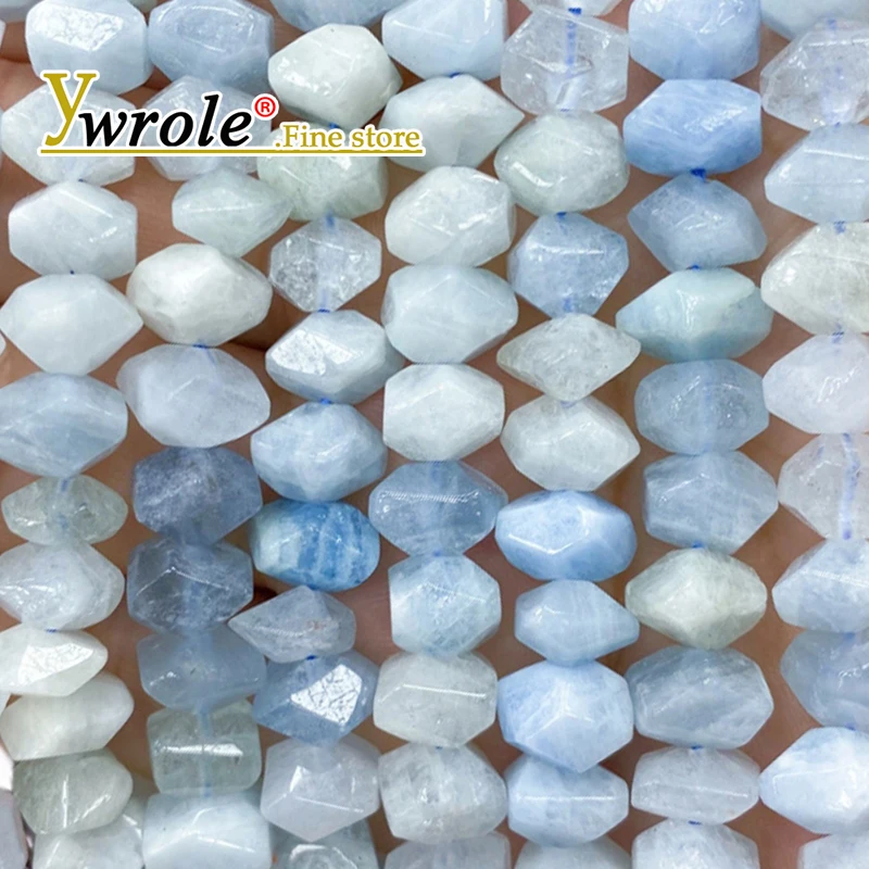Gem Rough Processed Rondelle Aquamarine Natural Stone Loose Space Beads for Jewelry Making Diy Bracelet Charms Accessories