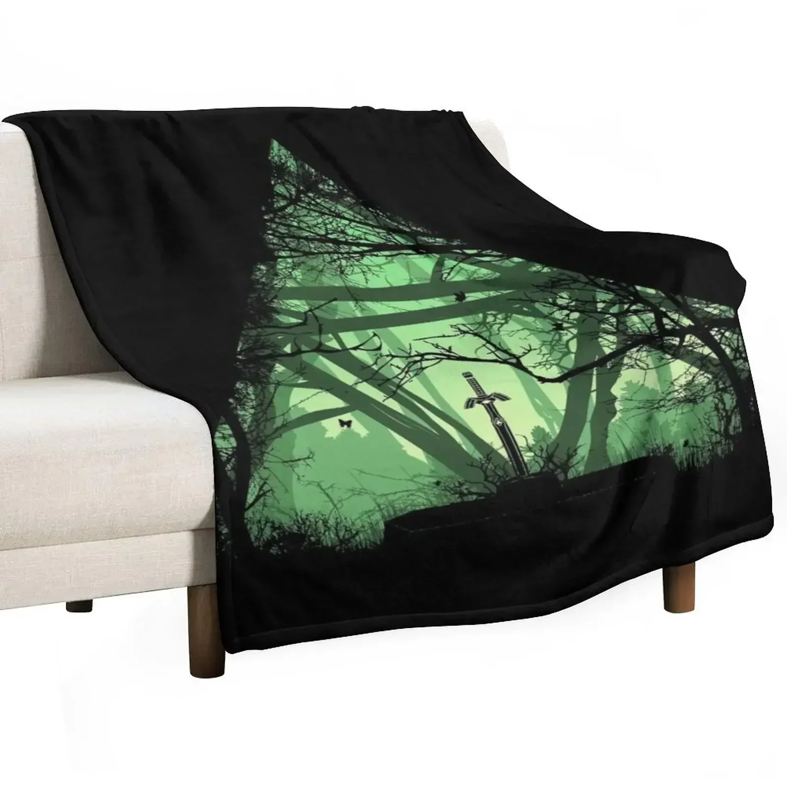 Sword in the Forest Throw Blanket wednesday Plaid on the sofa Blankets