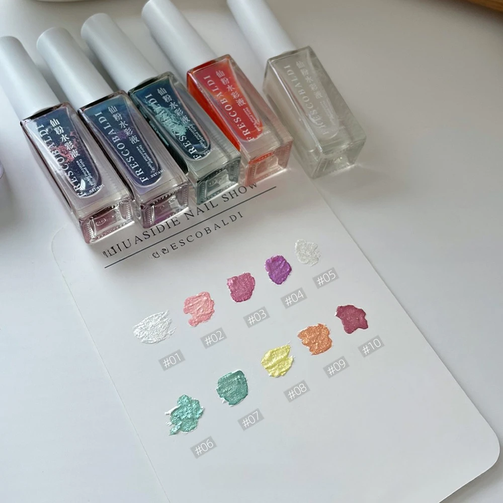 

Fairy Powder Watercolor Ink Blooming Marble Nail Polish Ink DIY Design Flowers Smudge Effect Soak Off Manicure Hybrid Varnish