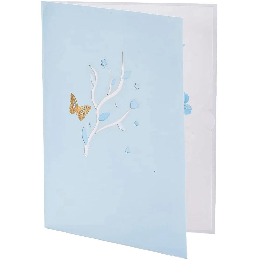 Pop Up Card with Blue Butterfly Envelopes for Thinking of You, Birthday, Mother's Day, Anniversary Etc All Occasion