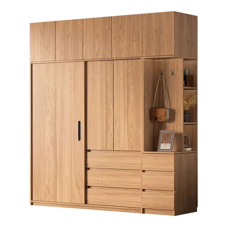 Armoire de luxe personnalisée en bois massif, porte coulissante peu encombrante, grand rangement pour chambre principale