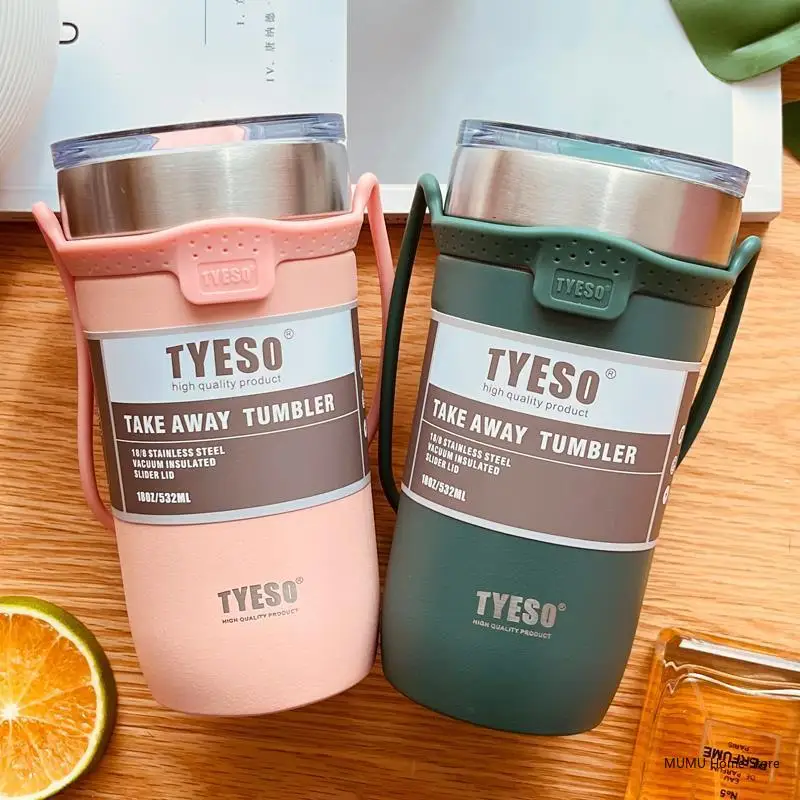 Tyeso 550ML/710ML Stainless Steel Coffee Mug With Straw Car Vacuum Flask Thermos Water Bottle Travel Insulated Cup Beer Cups