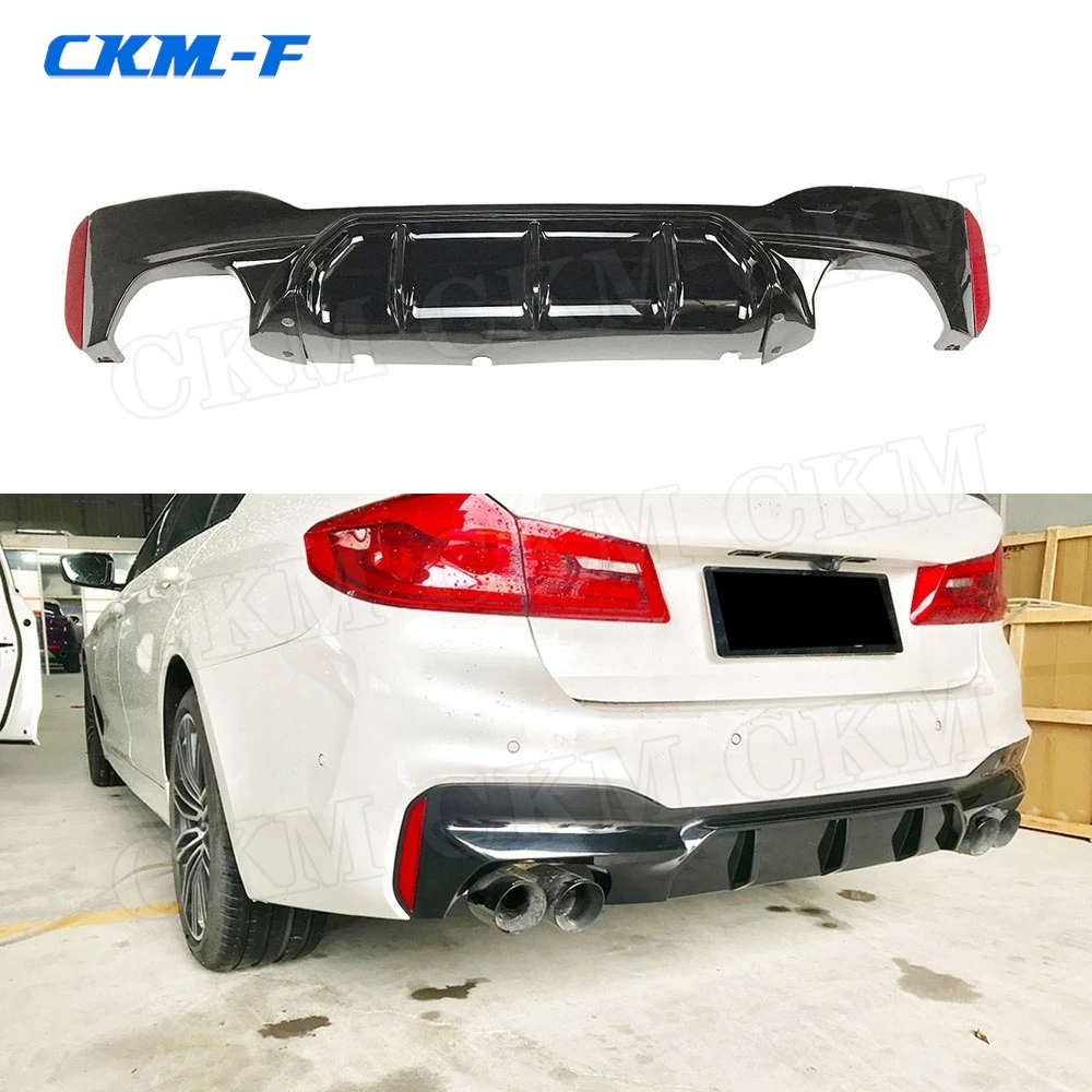 

Carbon Fiber Look Car Rear Bumper Lip Spoiler Diffuser for BMW 5 Series G38 M Tech Sport 2017-2021 ABS Gloss Black