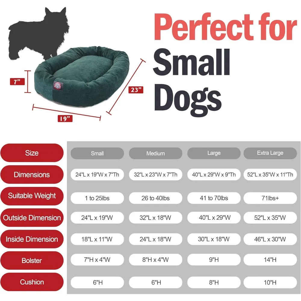 سرير كلب مهيب مقاس 24 بوصة مخملي صغير مهدئ قابل للغسل 24 × 19 × 7 (بوصة) - سرير كلب مستدير ناعم مريح مع عمود فقري للرأس