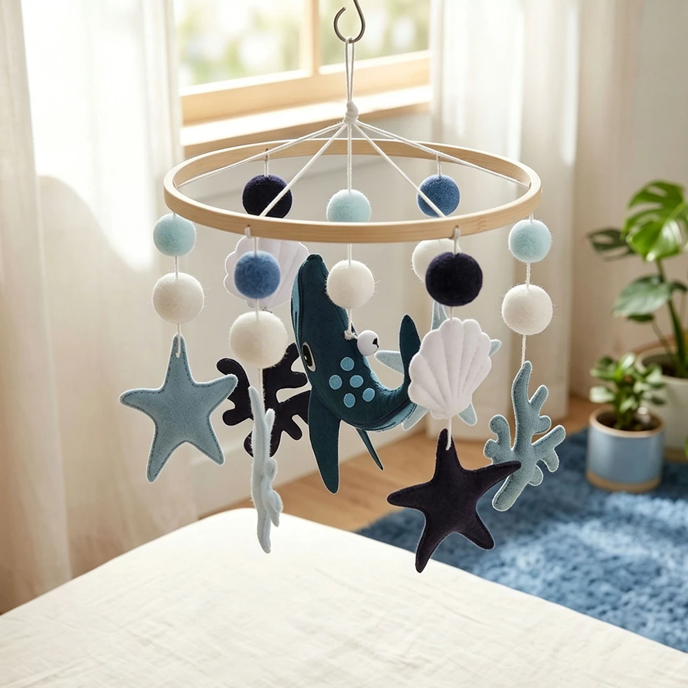 Baby Nursery Equipment - ブルーオーシャンベビーモバイルガラガラおもちゃオルゴールベッドベル木製ハンギングホルダーブラケット保育園装飾ギフト0〜12ヶ月の乳幼児向け