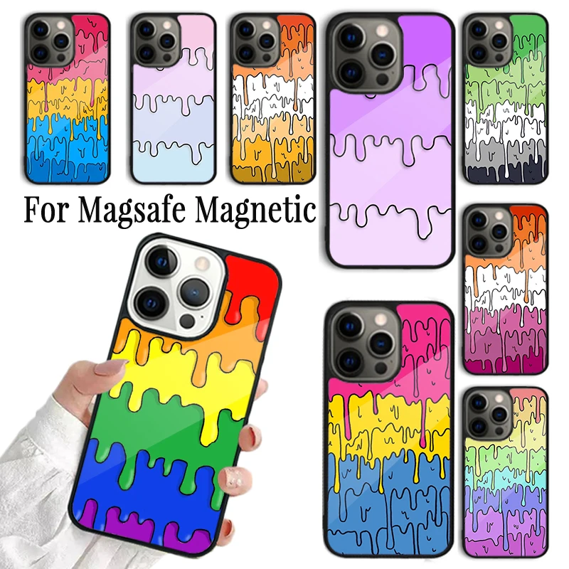 Funda para Teléfono con Diseño Pastel Kawaii de Arcoíris LGBT, Compatible con iPhone 17 AIR 16 15 14 13 12 11 Pro Max Plus, Magnética, Magsafe