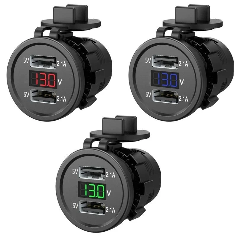 5V 2.1A Waterproof USB Socket Adapter Power Outlet with Display