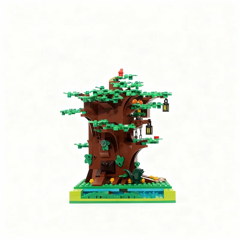 814 Piezas MOC, Columpio de Árbol de Temporada, Modelo Automático, Bloques de Construcción, Juguetes de Arquitectura, Ensamblaje Creativo, Idea de Regalo de Navidad, Educación