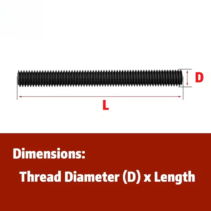 Grade 10.9 Alloy Steel Full Threaded Rod Bolt M6 M8 M10~M20  Length 20mm-300mm Full Metric Headless Bolt Thread Stud Rods Screws