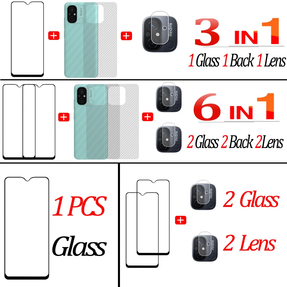 Film, Redmi 12 C 5G Pelicula de Vidro Temperado Redmi 12C 10C NFC Screen Protector Glass For Xiaomi Redmi 12 Tempered Glass & Camera & Back Film Redmi Note 12 Pro 5G Full Cover Protections Redmi12 Phone Front Glass