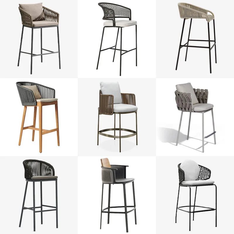 

Customizable Outdoor Restaurant Rattan Chairs Homestay Wine Table Chairs Bar Chairs