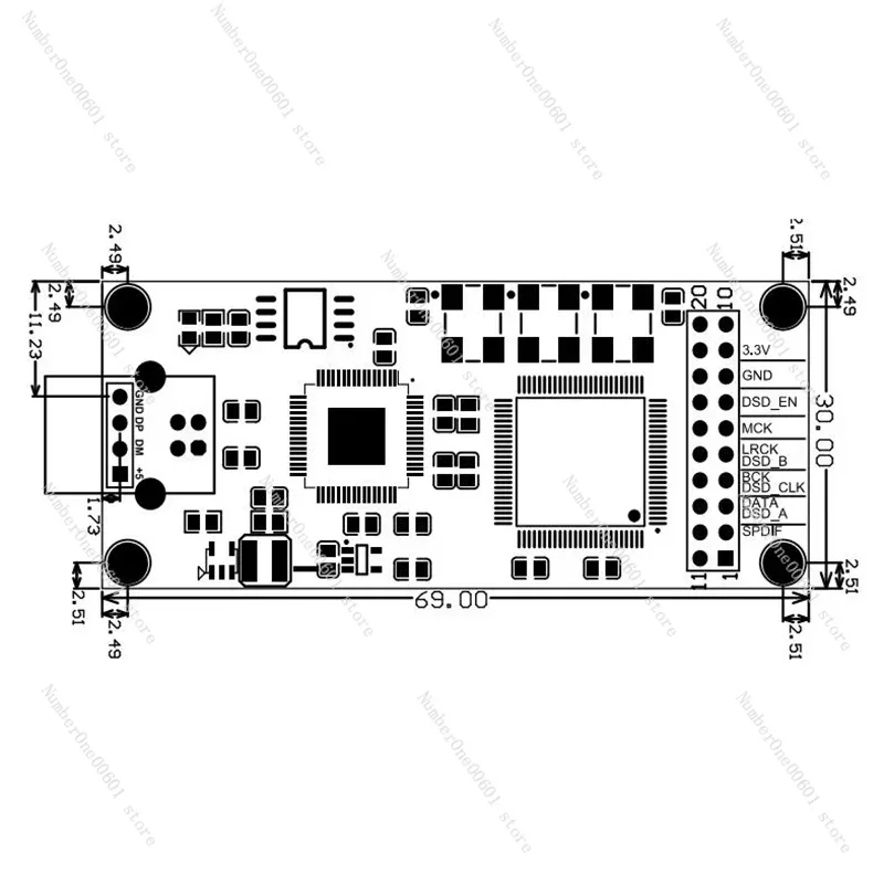 For CPLD USB Digital Interface Xu208 Module I2S SPDIF Output DSD512 Decoder Board Compatible With Italian Amanero For DAC