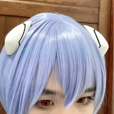 High Quality Anime EVA Short Light Blue Hair Ayanami Rei Heat Resistant Wig Cosplay Headwear Haripins + Wig Cap