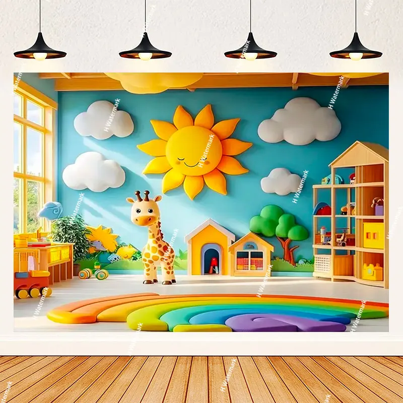 Kindergarten School Age Return to School Graduation Season Campus Gathering Display Background Children Blackboard Pencil Photo
