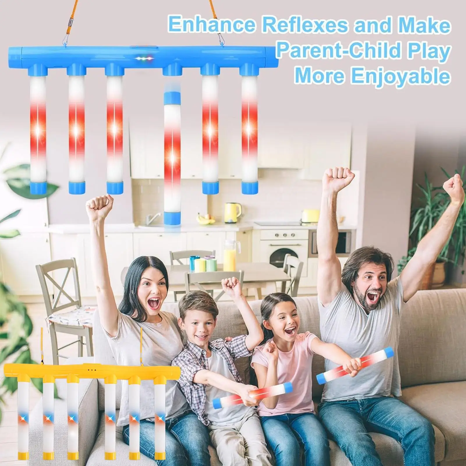 Catching Sticks Game Toys With Remote-Control And Colorful Light Falling Sticks Reaction Time Trainer For Men Women