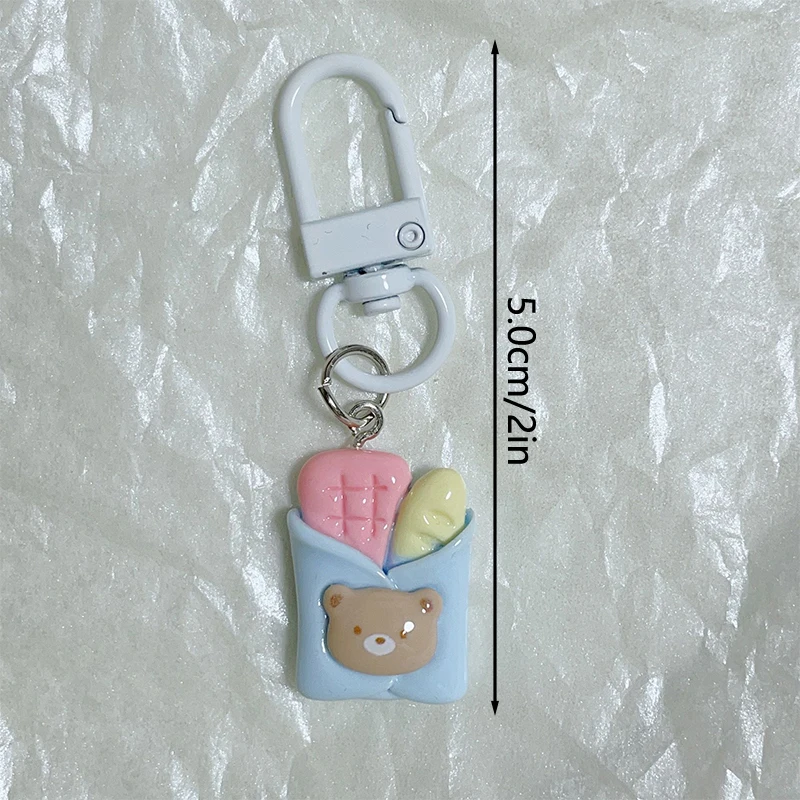 Simulation Food Small Food Keychain Cartoon Bread Pendant Key Chain Cookie Creative Cartoon Resin Keyring Female Lady Girl