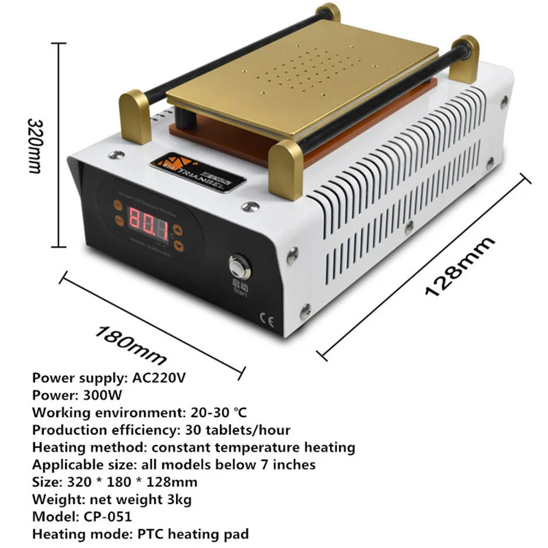 M-Triangel 7 Inch LCD Separator for Mobile Phone Maintenance Thermostatic Heating Screen Removal Platform