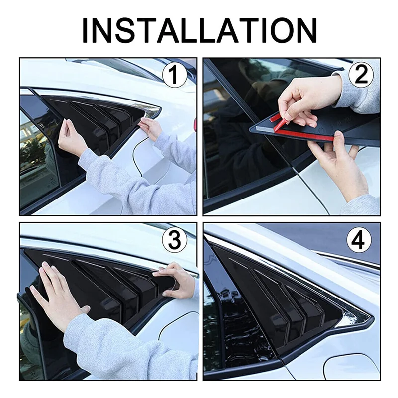 

For Honda Civic 2022 2023 Sedan Rear Side Vent Quarter Window Louver Shutter Cover Carbon Fiber+Red Car Parts-AS55