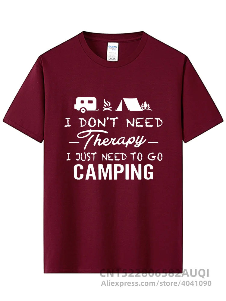 Camping Therapy T-Shirt Cotton Camper Tent Caravan Campsite Tops Fashion Short Sleeve T shirt Camisetas Hombre Streetwear