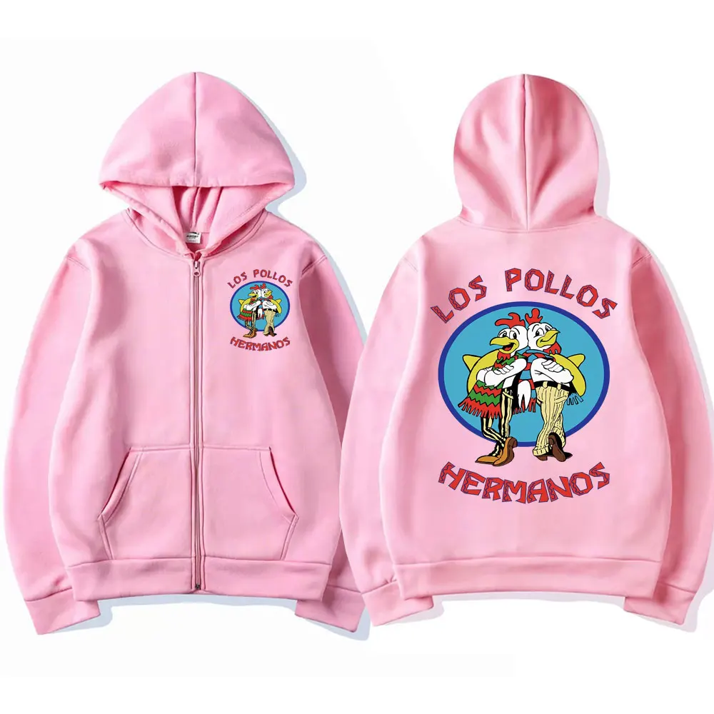 TV Series Breaking Bad Los Pollos Hermanos Graphic Logo Zip Hoodie Men Casual Clothing Chicken Brothers Men\'s Zipper Sweatshirts