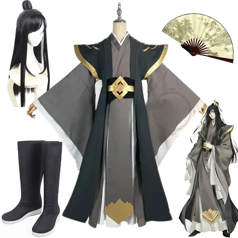 

Grandmaster of Demonic Nie HuaiSang Cosplay Costume Adult Black Suit MO DAO ZU SHI Unisex Costume Full Set Shoes Wig Chinese Fan