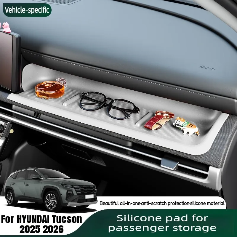 For HYUNDAI Tucson 2025 2026 LHD Glove Box Storage Organizer Tray Door Slot Pad Passenger Storage Organizer Mat Trim