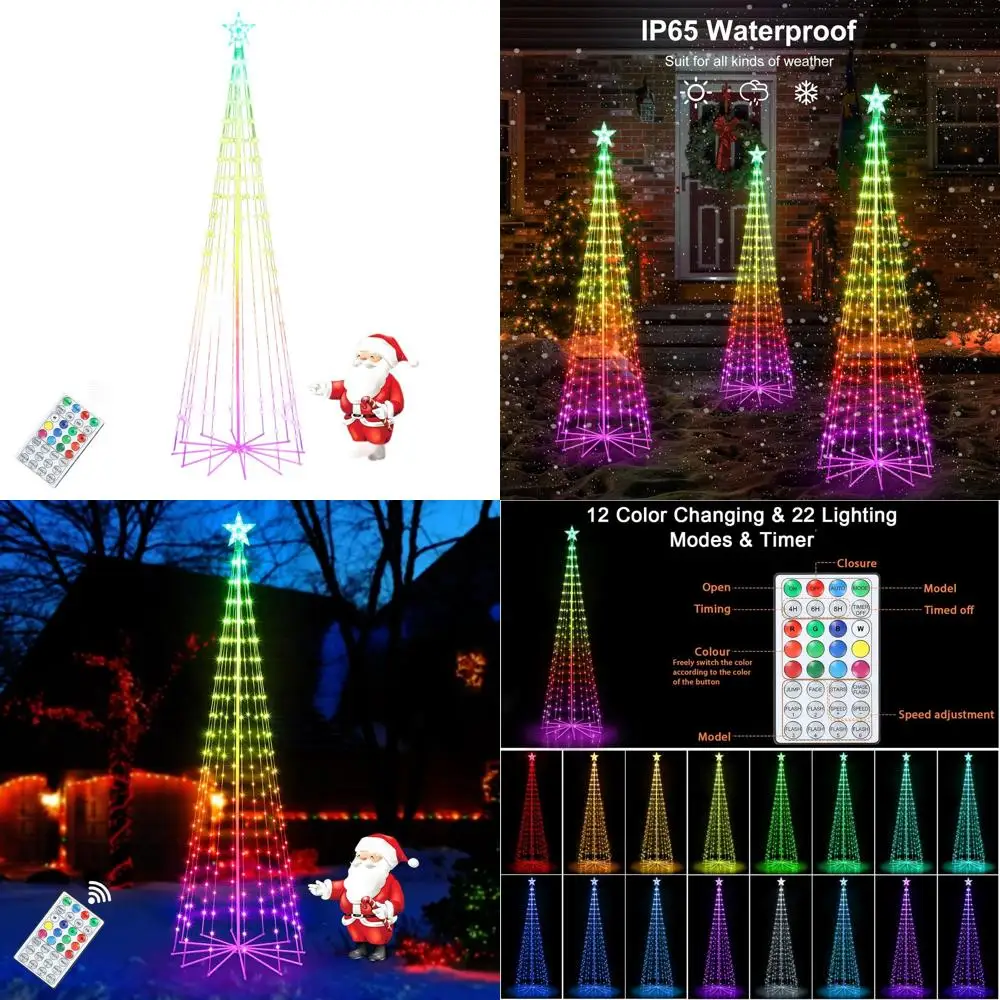 

Multicolor Animated Christmas Tree Light Show, 7.5FT Outdoor Xmas Cone Tree with 34 Modes and Remote for Yard, Lawn, Garden