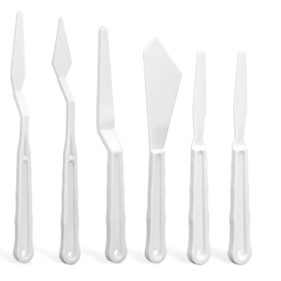 

Набор из 6 пластиковых ножей-пастеток для акриловой и акварельной живописи: тонкие гибкие художественные инструменты, идеально подходящие для смешивания, разбрасывания