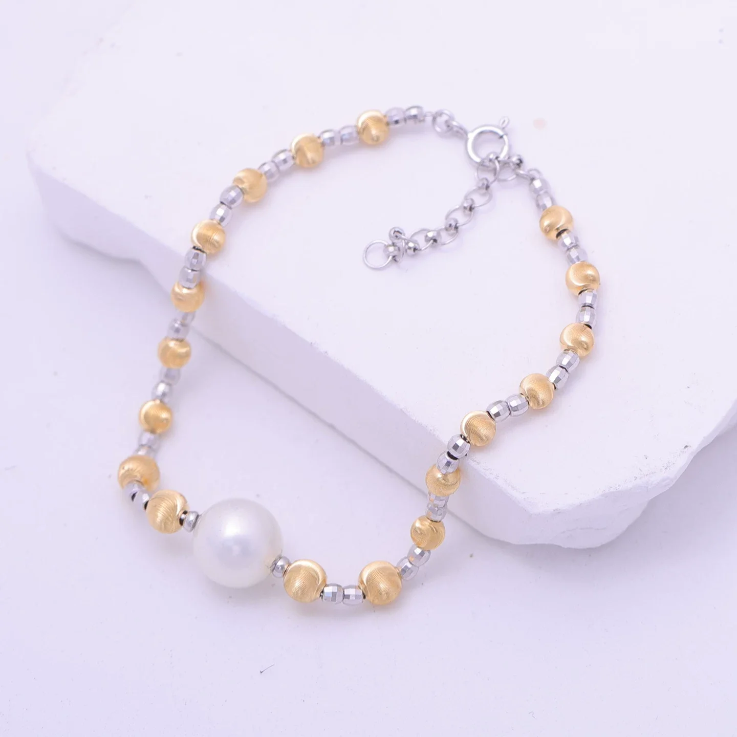 DIY accessories S925 sterling silver adjustable color-separated cat's eye bracelet with tail chain, pearl empty setting