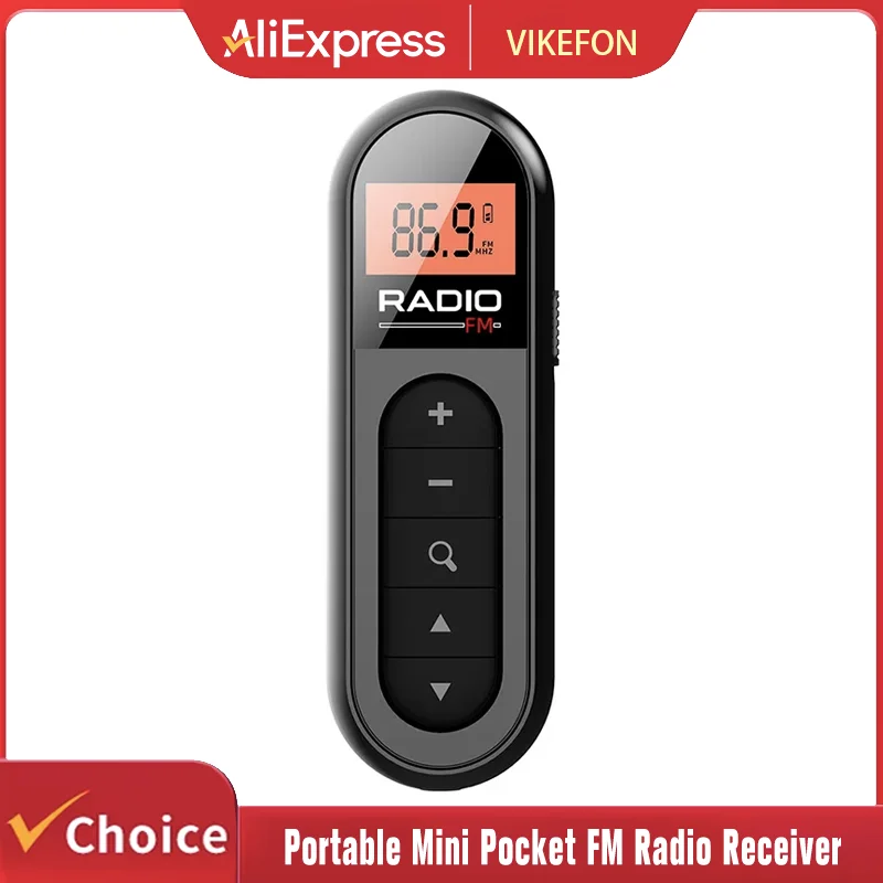 Mini Pocket FM Radio Portable Radio Receiver With Backlight LCD Display 3.5mm Headphone Receiving Antenna Type-c Charging